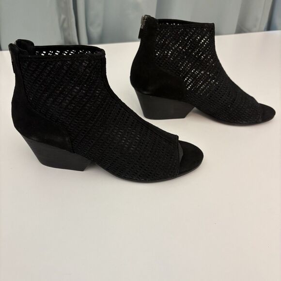 Ankle Bootie 7.5 Black Peep Toe Eileen Fisher Luxury Classic Mob Wives - Picture 3 of 9